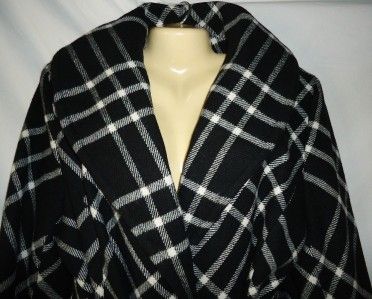 Womens New With Tags Anne Klein black plaid wool blend coat, size 3X.