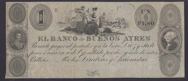 ARGENTINA VENEZUELA USA VERY RARE BUENOS AIRES 1827 NOTE BOLIVAR 