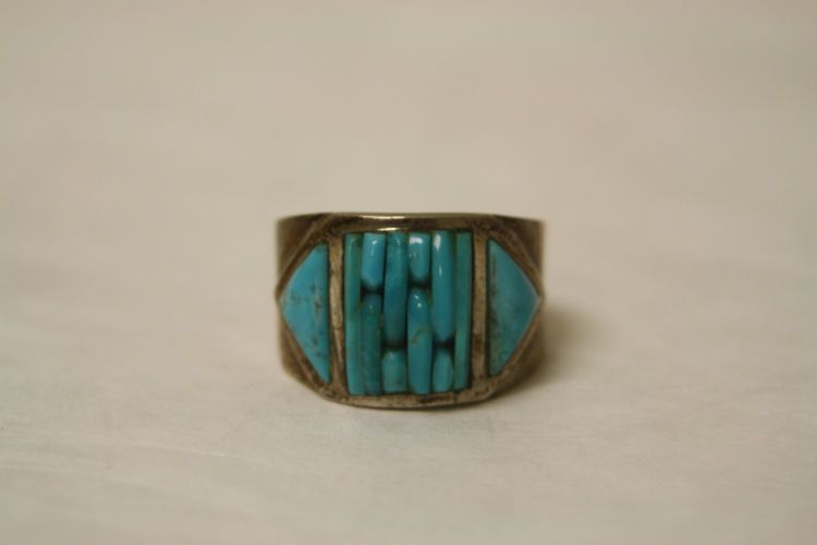 VTG Harvey Era Navajo Silver & Turquoise Ring LOOK  