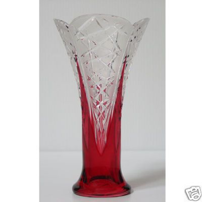 Caesar CRYSTAL Flowerbud VASE Ruby Cased Bohemiae Czech  