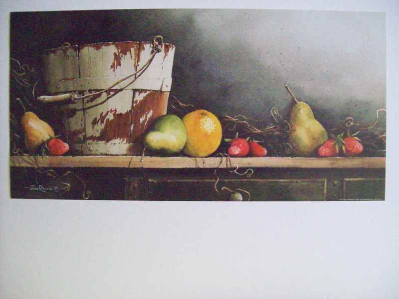 WEATHERED BUCKET JOHN ROSSINI 10 x 20 fruit,old pail  