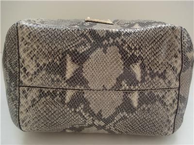 New Michael Kors DELANCEY Large Dark Sand Python Embossed Leather NWT