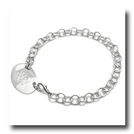 sterling silver 8 Engravable Charm Bracelet A2223  