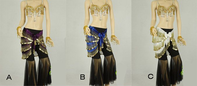 Belly Dance 298 Gold Coins Hip Scarf Warp Skirt Belt  