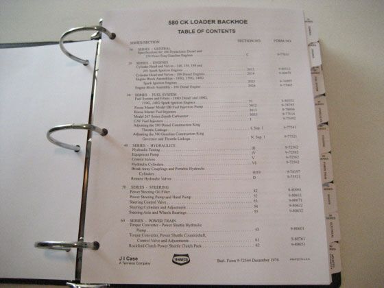 CASE 580CK Loader Backhoe Service/Repair Manual 580 CK  