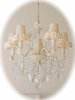 Cream Chandelier Shades~Dupioni Silk & Gorgeous Roses  