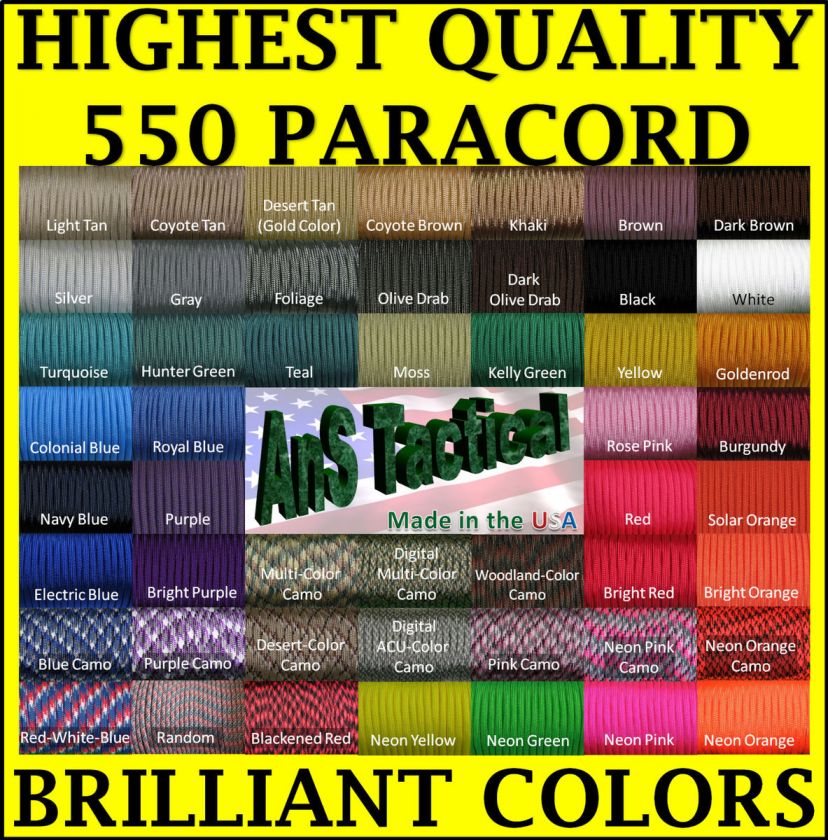 Paracord Mil Spec Type III 7 Strand 550 Cord   25 Hank  