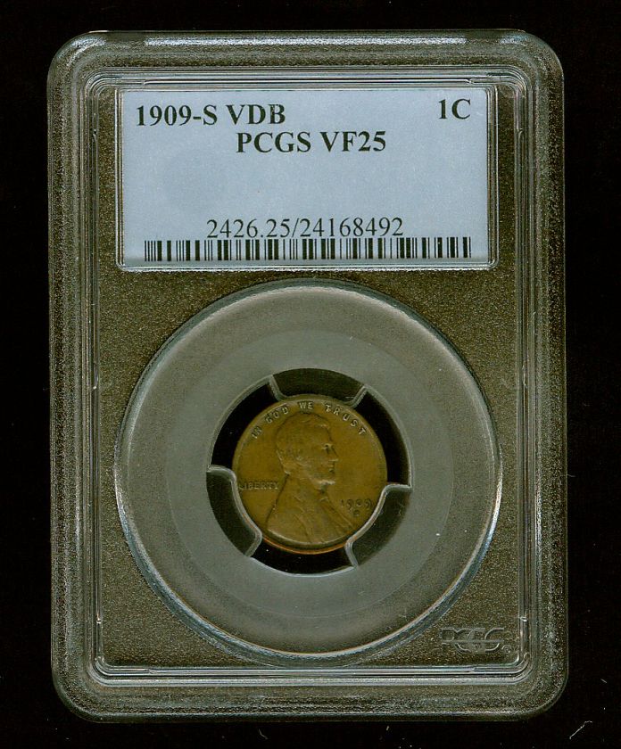 1909 S VDB 1C PCGS VF 25 Lincoln Wheat Penny  
