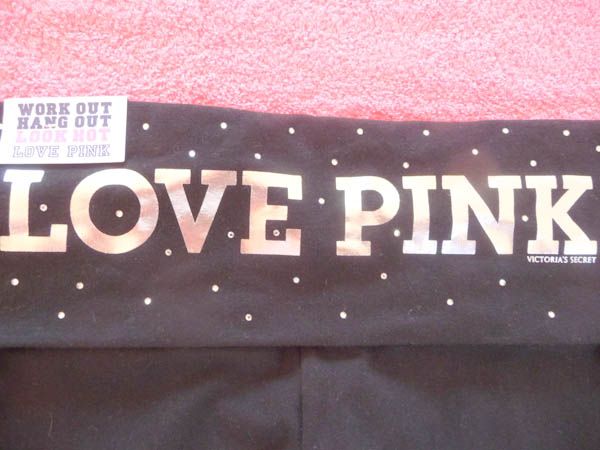 NWT Victorias Secret PINK LOVE PINK Bling Rhinestone Foldover Yoga 