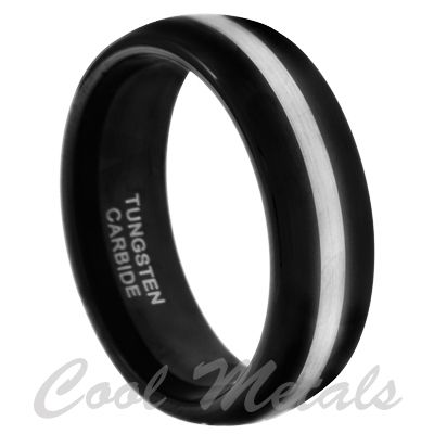 BLACK TUNGSTEN CARBIDE WEDDING MEN BAND RING SIZE 8 15  