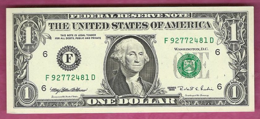 1995 $1 WEB PRESS F/D BLK 1/10 GEM/UNC # F92772481D  