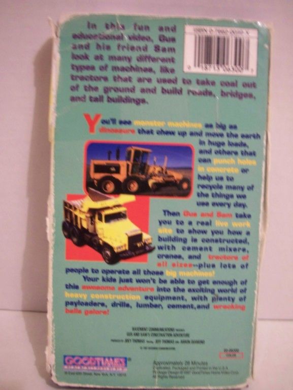 GUS & SAMS CONSTRUCTION ADVENTURE VHS TAPE 018713063007  