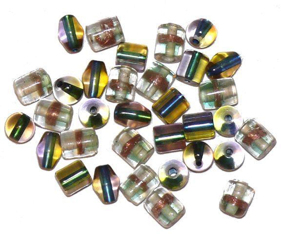 VTG Clear Green Core Glass Beads Czech W Germany Japan  