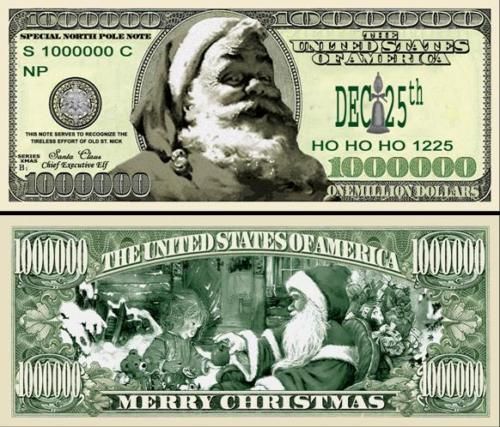 MODERN DAY SANTA CLAUS DOLLAR BILL (500 Bills)  