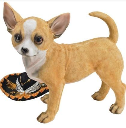 Mexican Chihuahua Dog Statue Home Garden Sculpture  