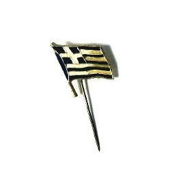 GREECE NATIONAL FLAG VINTAGE OLD LAPEL PIN *  