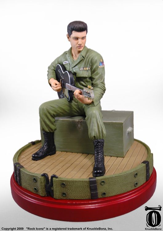 Rock Iconz Elvis in Army statue Knucklebonz 10226  