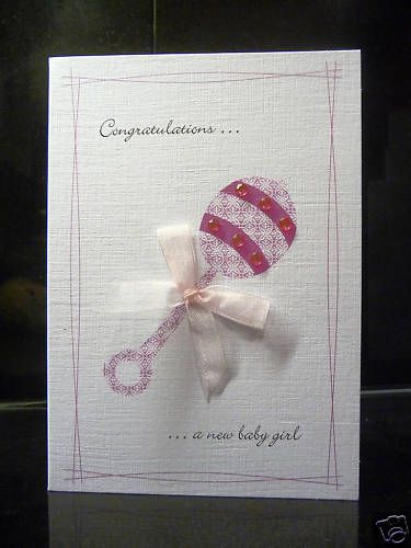 Parafinalia Personalised Handmade Card Baby Girl Rattle  