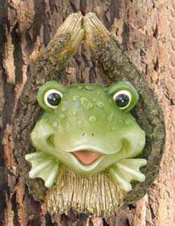 NEW FROG TREE KNOT GARDEN PEEKER FIGURINE 9.5 IN.  