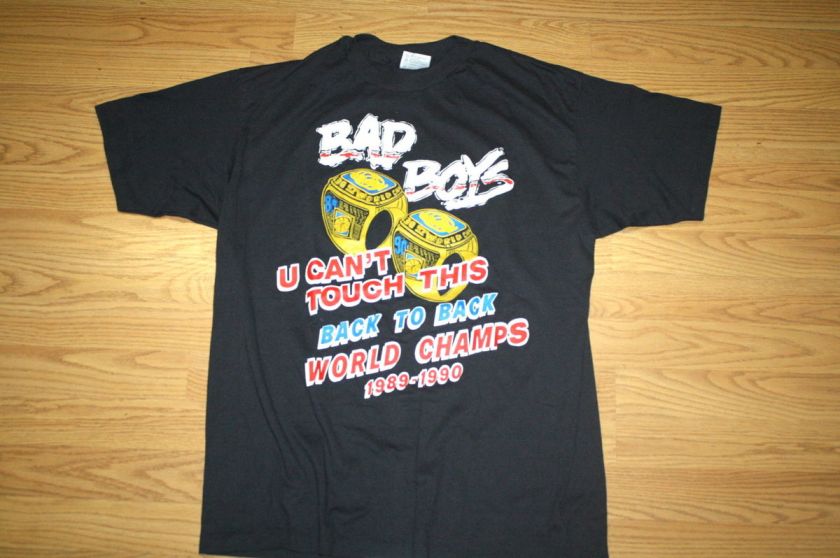   Detroit Pistons t shirt 1989 1990 Champs NBA Bad Boys Rodman Isiah