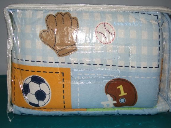 BABY SPORTS 5PC CRIB BEDDING SET FOOTBALL, BASEBALL  