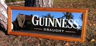 GUINNESS BEER RETRO STYLE BAR MIRROR SIGN NEW Brown Frame guiness 