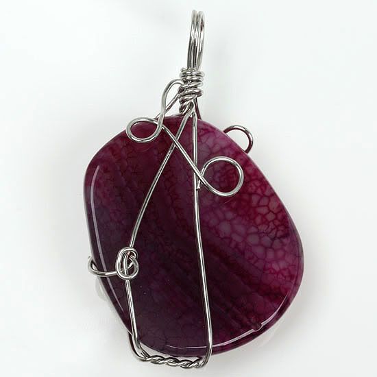 Copper Wire Wrap Geode Agate Gem Pendant Bead FB0122120  