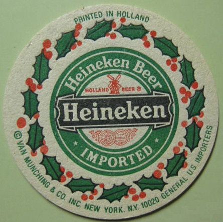 HEINEKEN BEER, AMSTEL LIGHT, Christmas Coaster, HOLLAND  