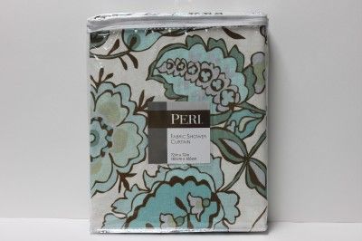   HENLEY FLORAL FABRIC SHOWER CURTAIN   AQUA/BROWN/GREEN/BLUE  