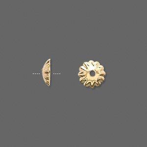 2333FN Bead Cap, Gold ptd Brass, 8mm, Scalloped Edge for 8 10mm bead 