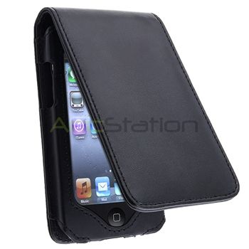 Black Leather Case For Ipod Touch 3rd Gen+Screen Pro  