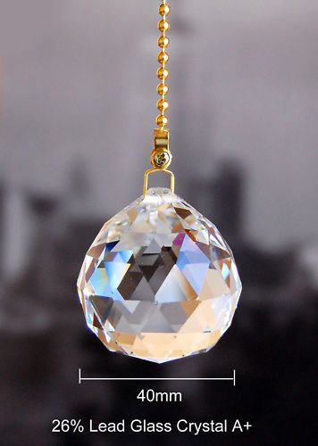 DAZZLING 26% LEAD CRYSTAL CEILING FAN PULL CHAIN  