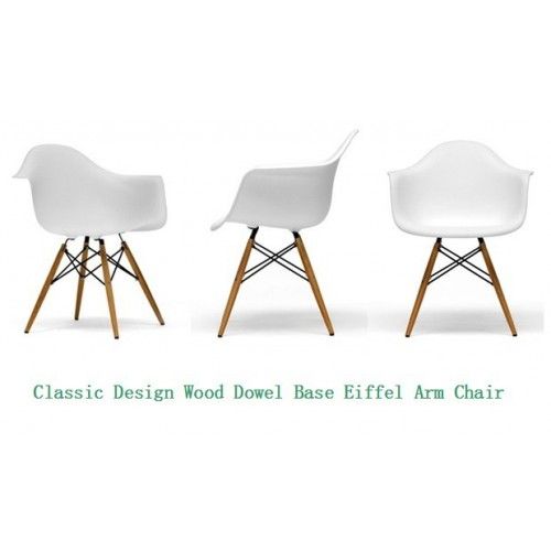 Wood Dowel Base Eiffel Molded Arm chair   