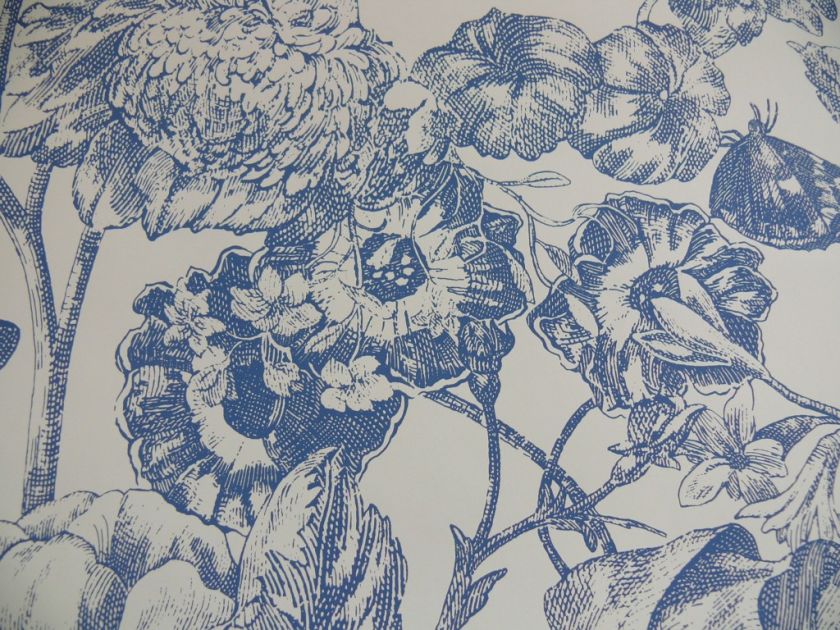 LEE JOFA HAND PRINT WALLPAPER CAMILLE TOILE CHINA BLUE TRIPLE ROLL 