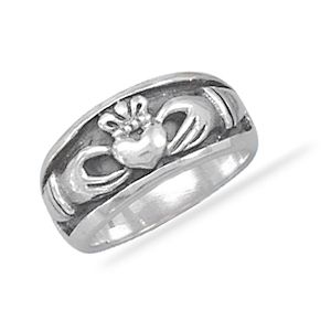 Oxidized Inset Claddagh Ring  