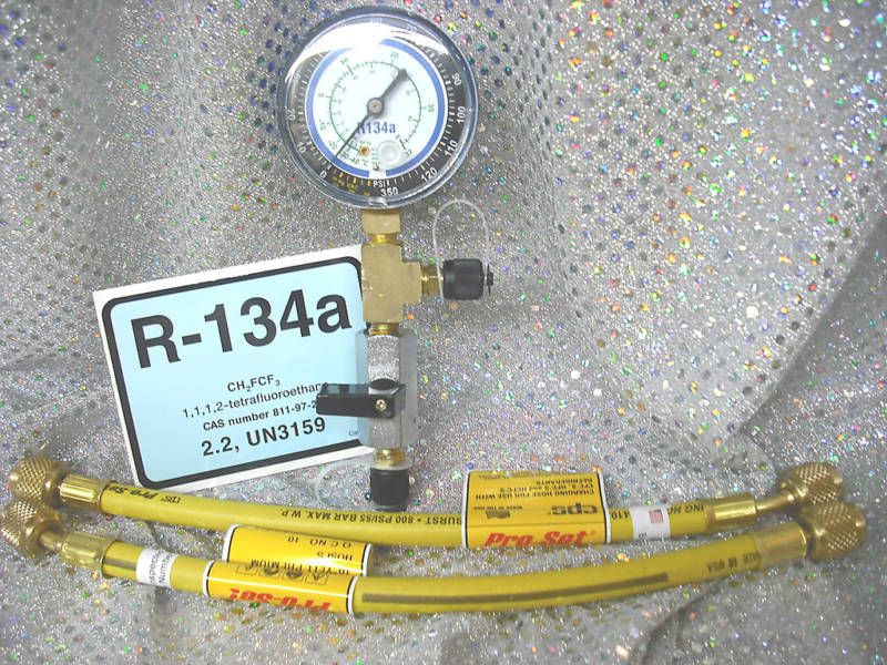 R134a Commercial Refrigeration Test Gauge w/Valve/Hoses  