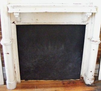   Wooden WHITE Distressed Painted Fireplace Old Mantle Mantel  