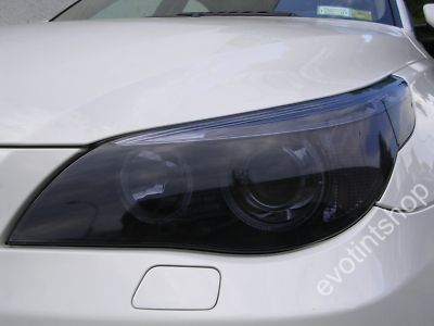 04 10 E60 SMOKE HEADLIGHT PRECUT TINT COVERS Smoked Black Out Tinted 