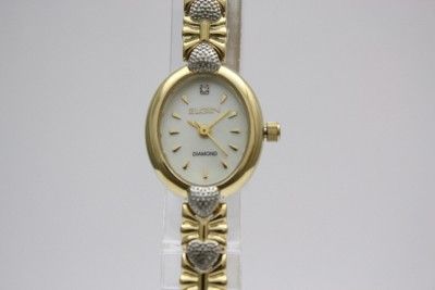 New Elgin Diamond Collection Two Tone Dress Women Bracelet Watch EG574 