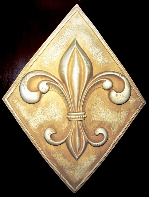 FLEUR DE LIS CARVED PLAQUE WALL HOME DECOR FRENCH 23052  