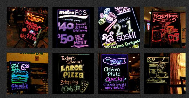    Remote Flashing LED Writing Board Menu Sign Illuminated Fluorescent