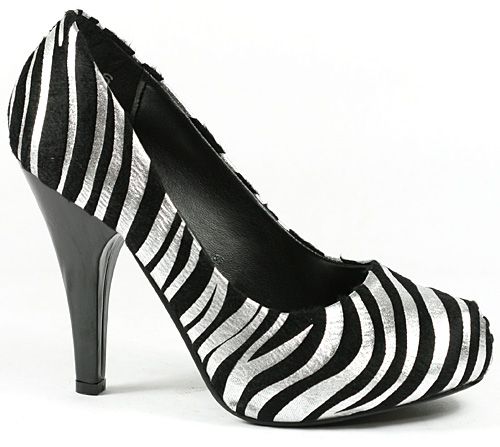 Black Silver Zebra Platform Pump 6 us Anne Michelle  