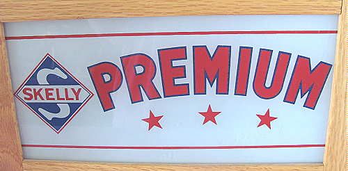 Vintage SKELLY OIL Premium Gasoline Glass Pump SIGN  