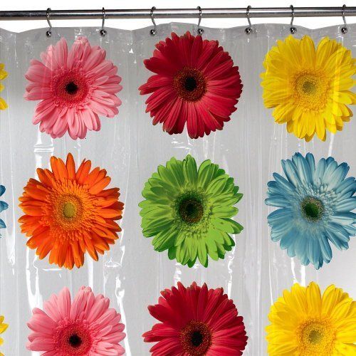 Maytex Gerbera Daisy PEVA Shower Curtain 073161982126  