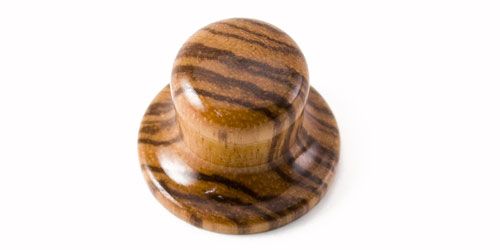 ZEBRA WOOD GUITAR BASS KNOB BROWN BELL TOP HAT  