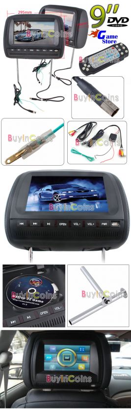   Car Pillow Headrest Monitor DVD CD  Player Radio USB Game Remote