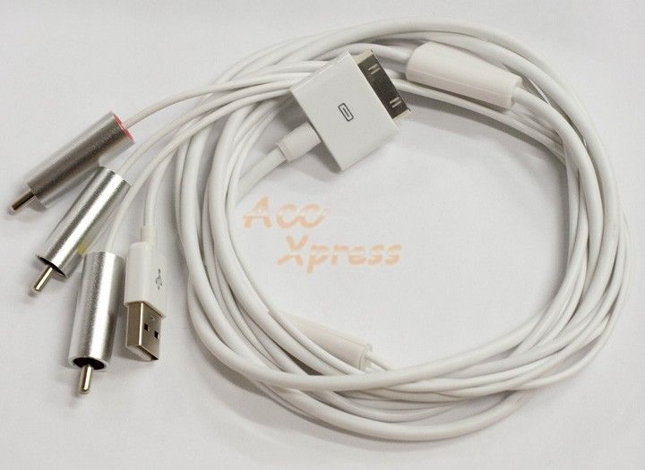 AV USB DATA CABLE FOR APPLE IPHONE 3 3GS 4 4S ITOUCH IPOD  