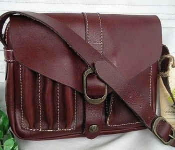   Old world ITALIAN Burgundy Leather PRAGA CROSSBODY Bag Purse  