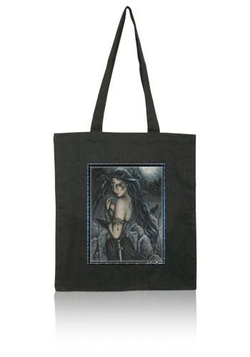 Morrigan Goddess Black Cotton Jessica Galbreth Tote Bag  