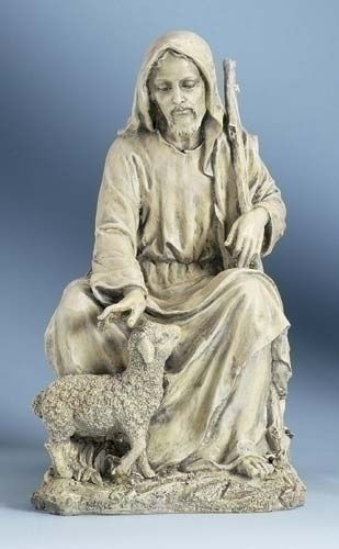 16 GOOD SHEPHERD JESUS Lamb Outdoor Garden Statue NIB  